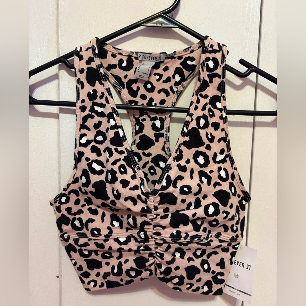 Forever 21 Pink/Tan and Black Leopard Print Top/Sports Bra